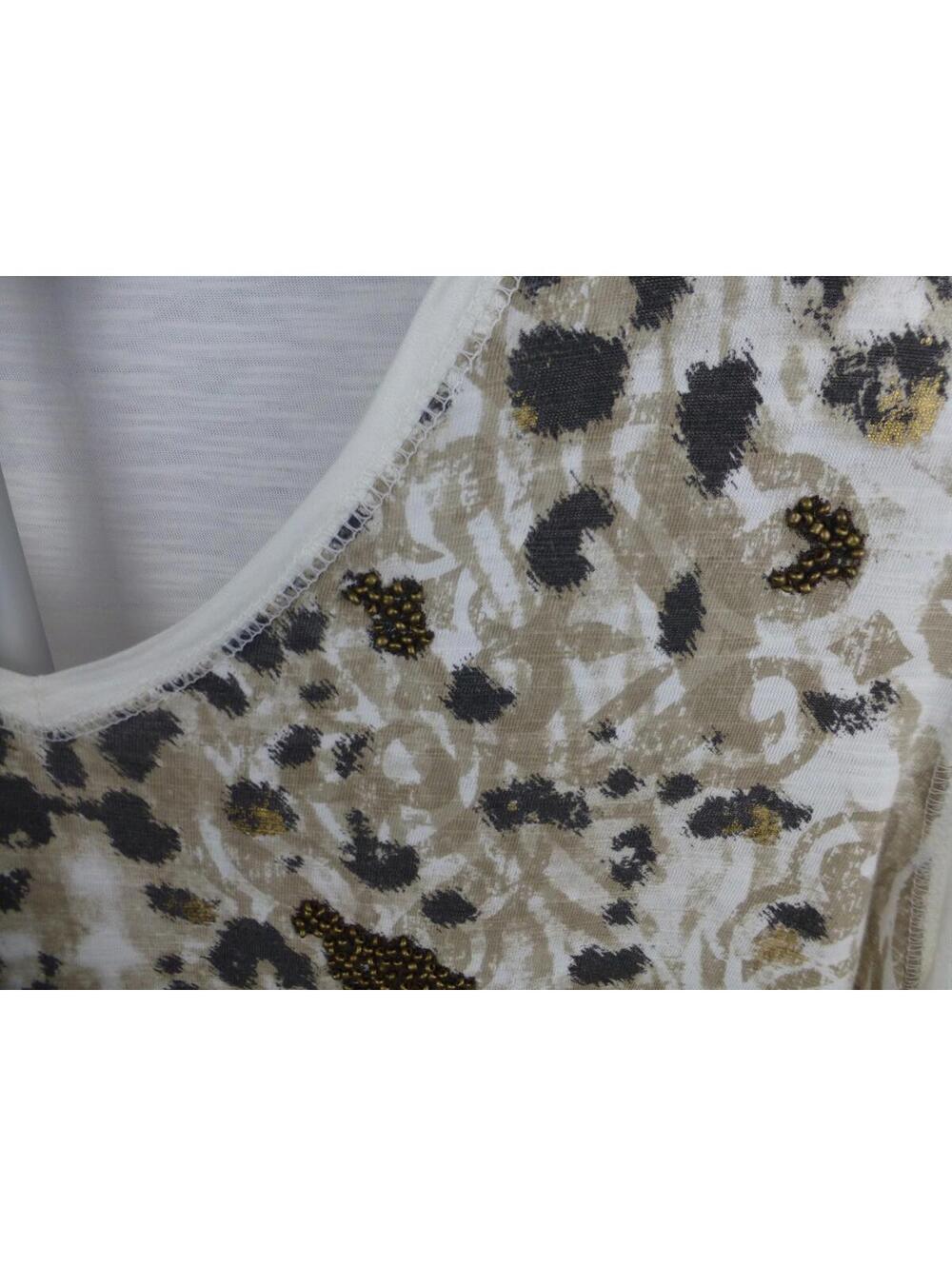 Weekends by Chico's Women's Top Size 2 (Large) Leopard Print V-Neck 3/4 J4 - Picture 2 of 9